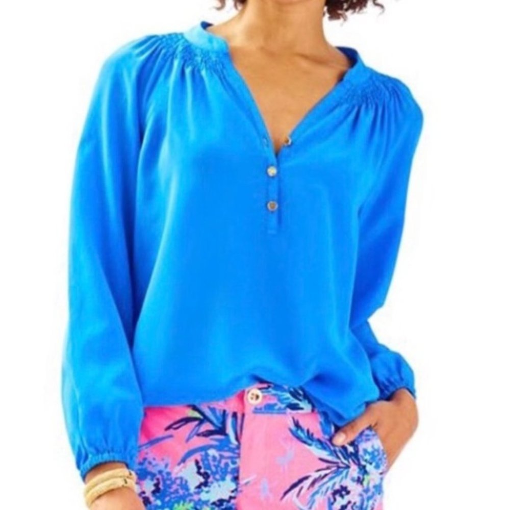 Lilly Pulitzer Blue Elsa Silk Blouse